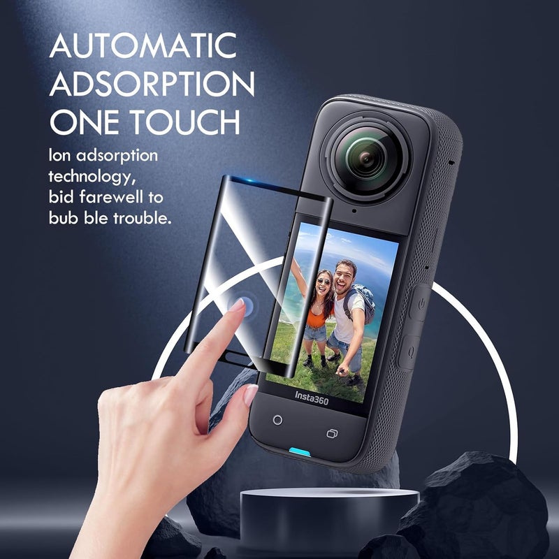 MxSpvce 2 Pack Screen Protector Film for Insta360 X5/Insta360 X4,Tempered Glass LCD Display Film for Insta 360 X5/insta 360 X4 Accessories,Curved Edges for Seamless Fit,Ultra HD,9H Hardness,Scratch Resistant - Image 3